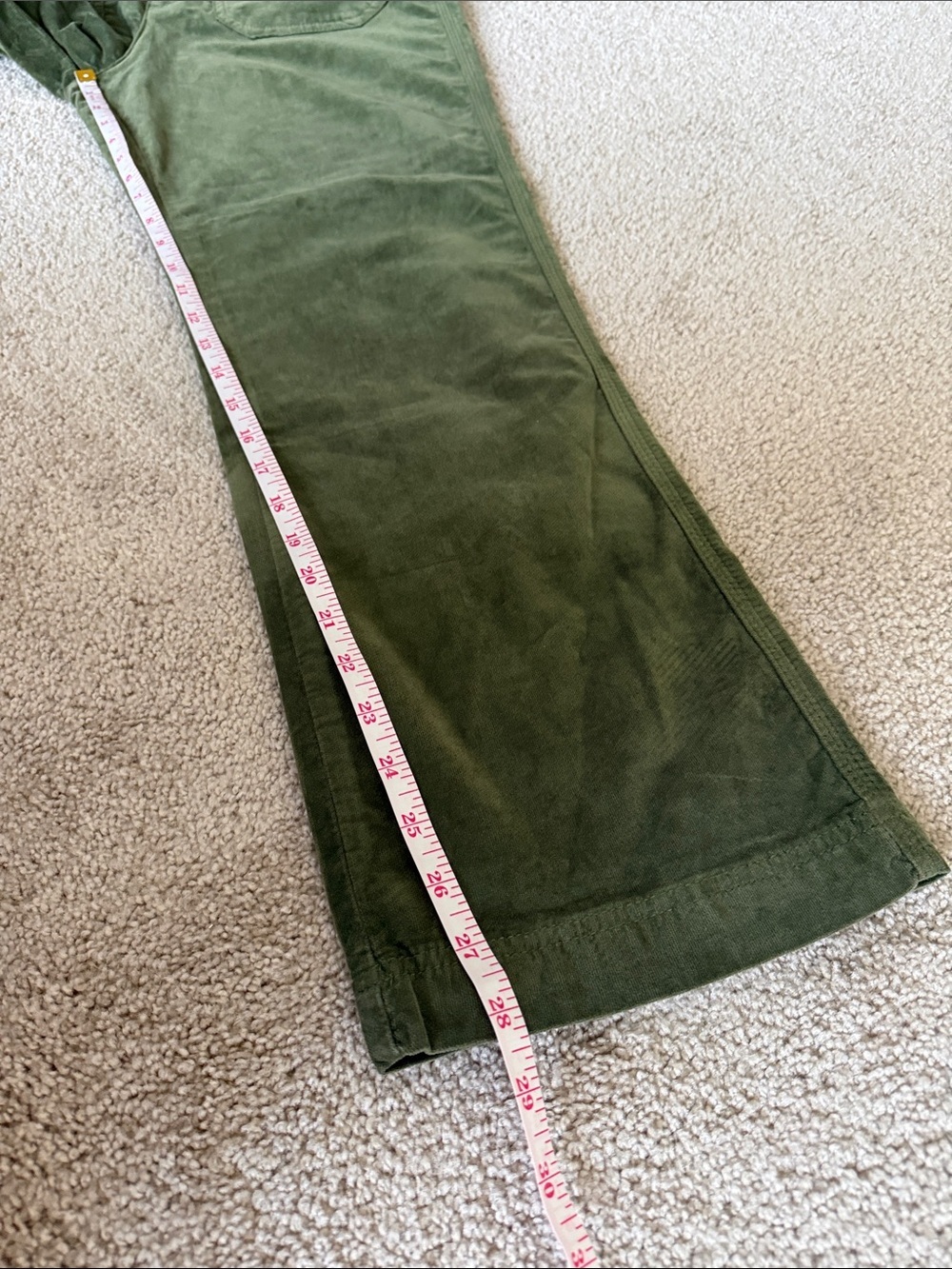 NWT Free People High Time Velvet Kick Flare Pants Olive Green - Picture 11 of 12